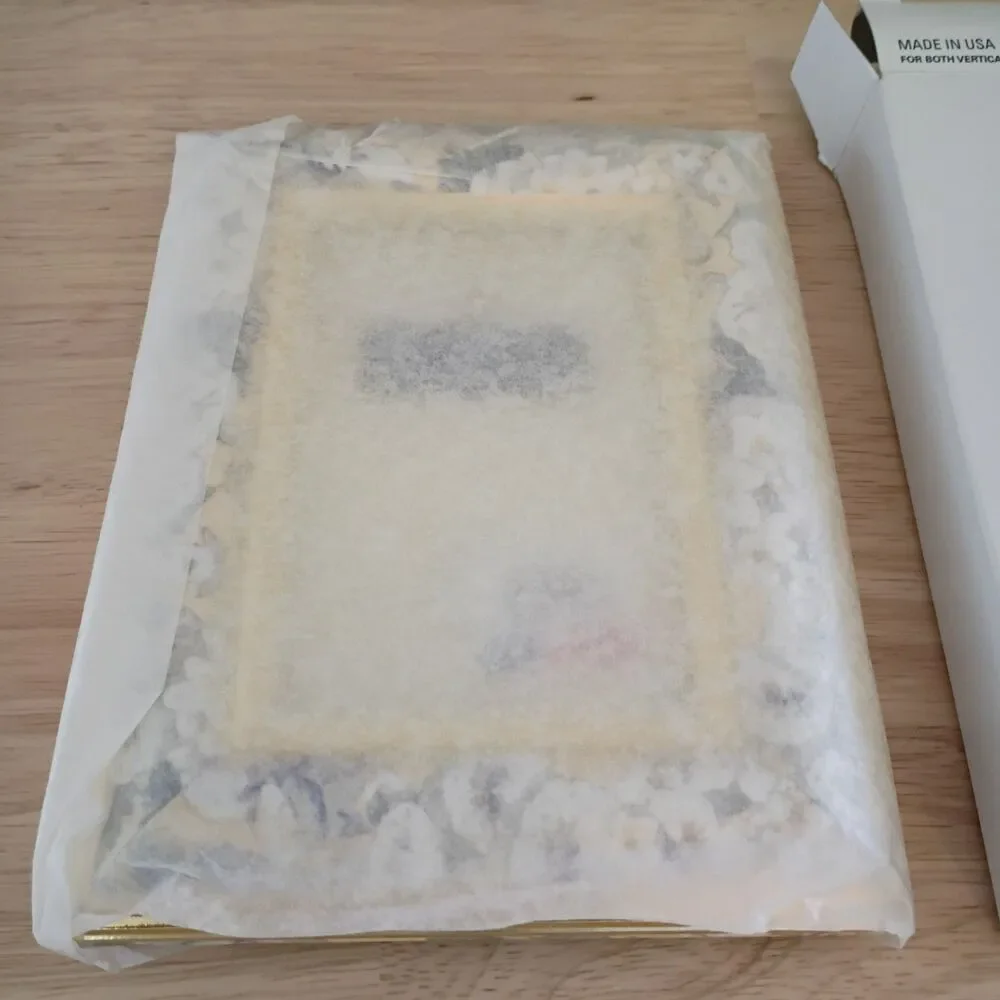 NEW Vintage Burnes of Boston Picture Frame Ceramic Floral Gold Trim Holds 3.5x5